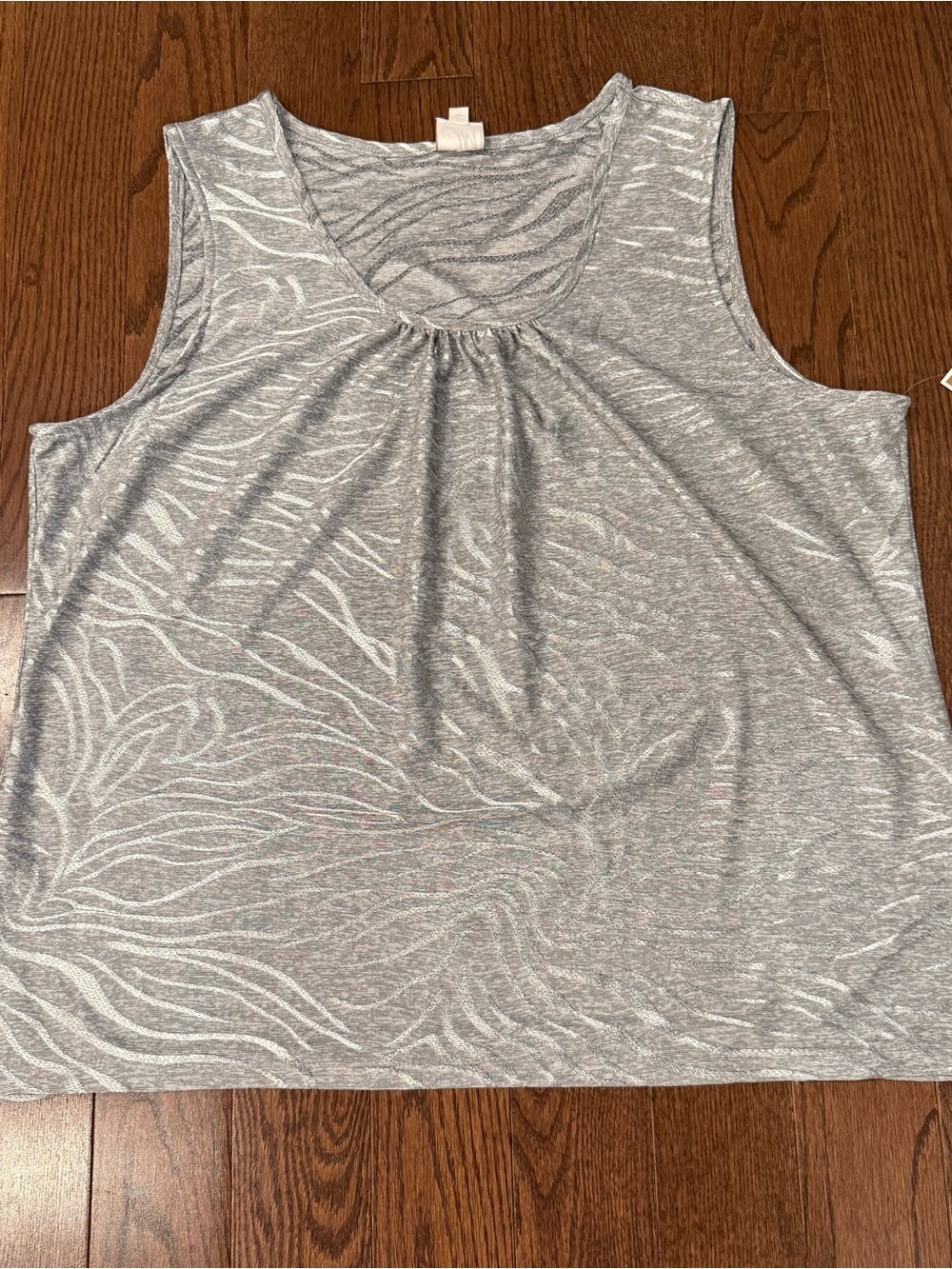 JM Collection Metallic Gray Shimmer -Print Sleeveless Tank-3X NWT